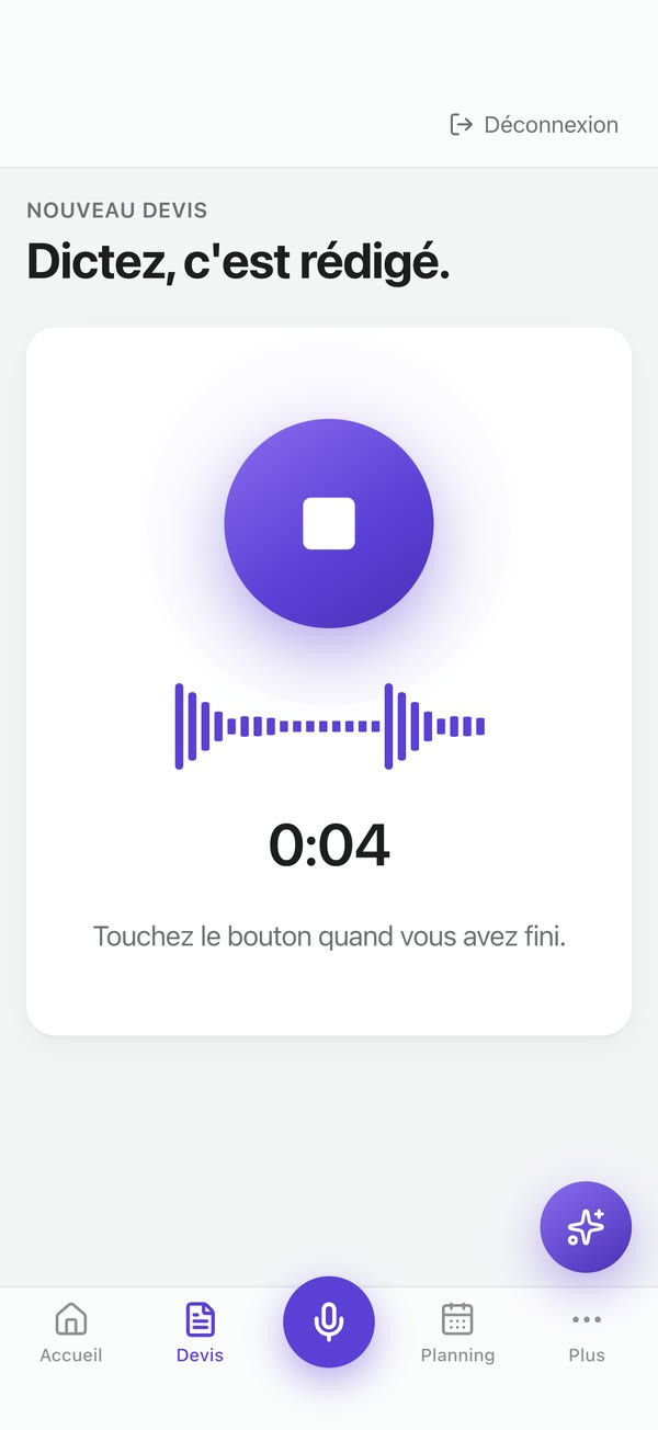 Devis en cours de dictée : Violette écoute, puis rédige